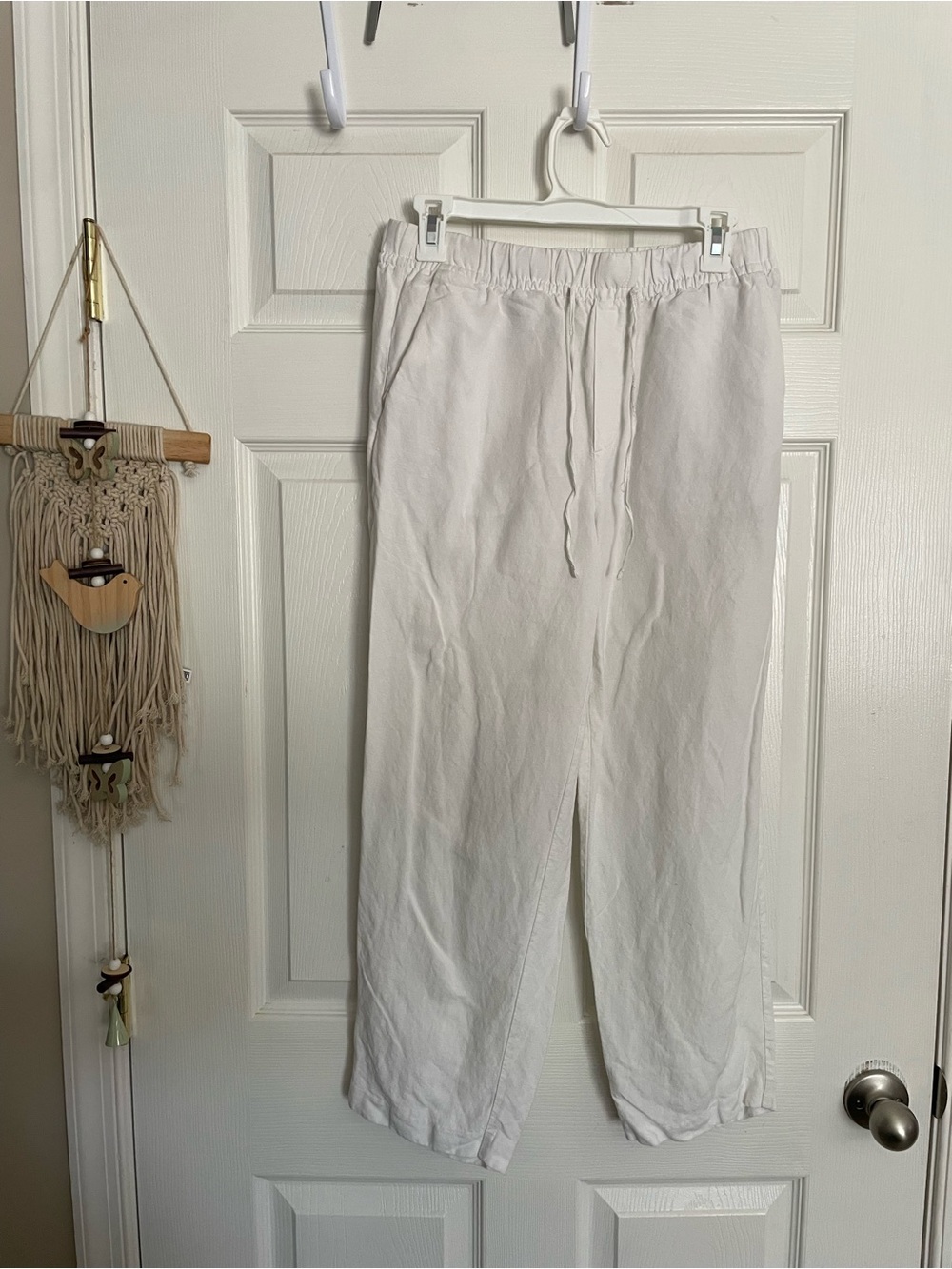 H&M Women’s size Small Lightweight Linen White Drawstring Pants